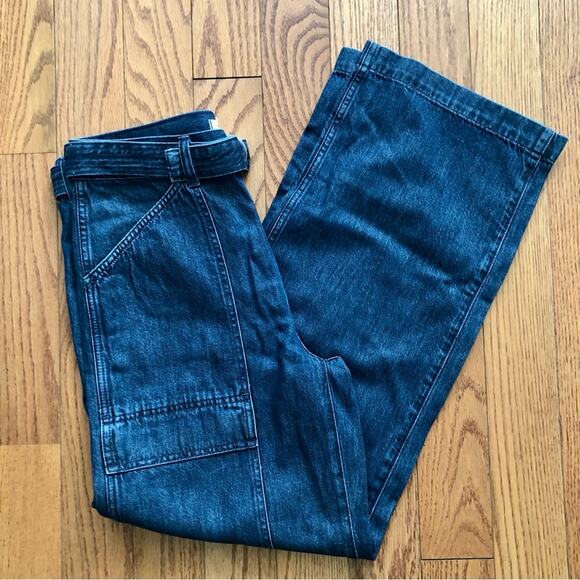 Madewell Belted Wide-Leg Cargo jeans in Marlberry Wash Denim Women’s Size 27 NWT - Picture 13 of 14